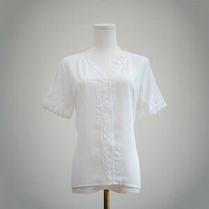 SHEIN White Lace Trim Top